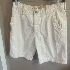Hollister Mens White Khaki Shorts Size 32 Flat Front Canvas 100% Cotton EUC